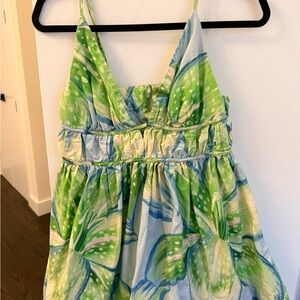 Farm Rio Green & Light Blue Floral Sundress